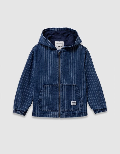 Blaue Jeans-Kapuzenjacke mit Tennisstreifen f&uuml;r die Jungen - IKKS