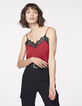 Damen Lingerie Top in Granatrot mit Spitze-2