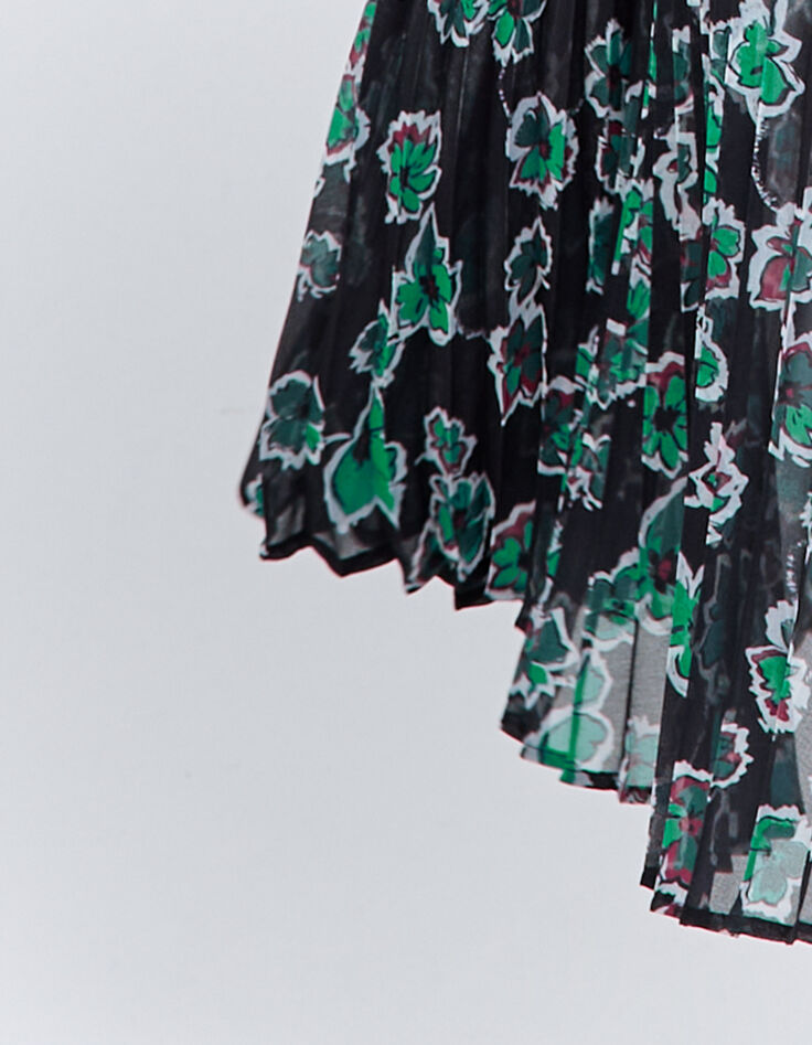 Langer, schwarzer Damenrock mit Maxi-Blumenprint-6