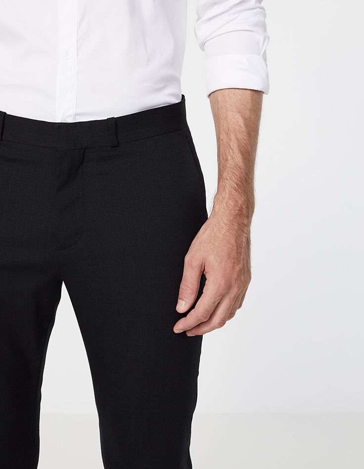 Pantalon de costume noir lin mélangé Homme-4
