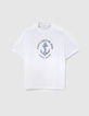 T-shirt blanc coton bio visuel ancre et serpent Homme-6