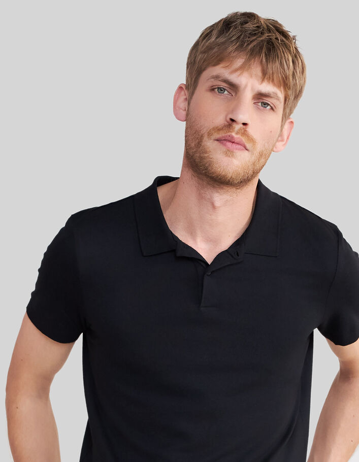 Polo negro de algodón modal Hombre-1