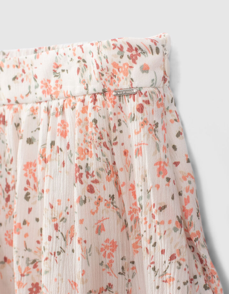 Jupe-short blanc cassé imprimé fleuri fille-4 Jupe-short blanc cassé imprimé fleuri fille-4