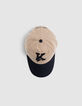Boy’s camel cap with embroidered bouclette lightning-K-6