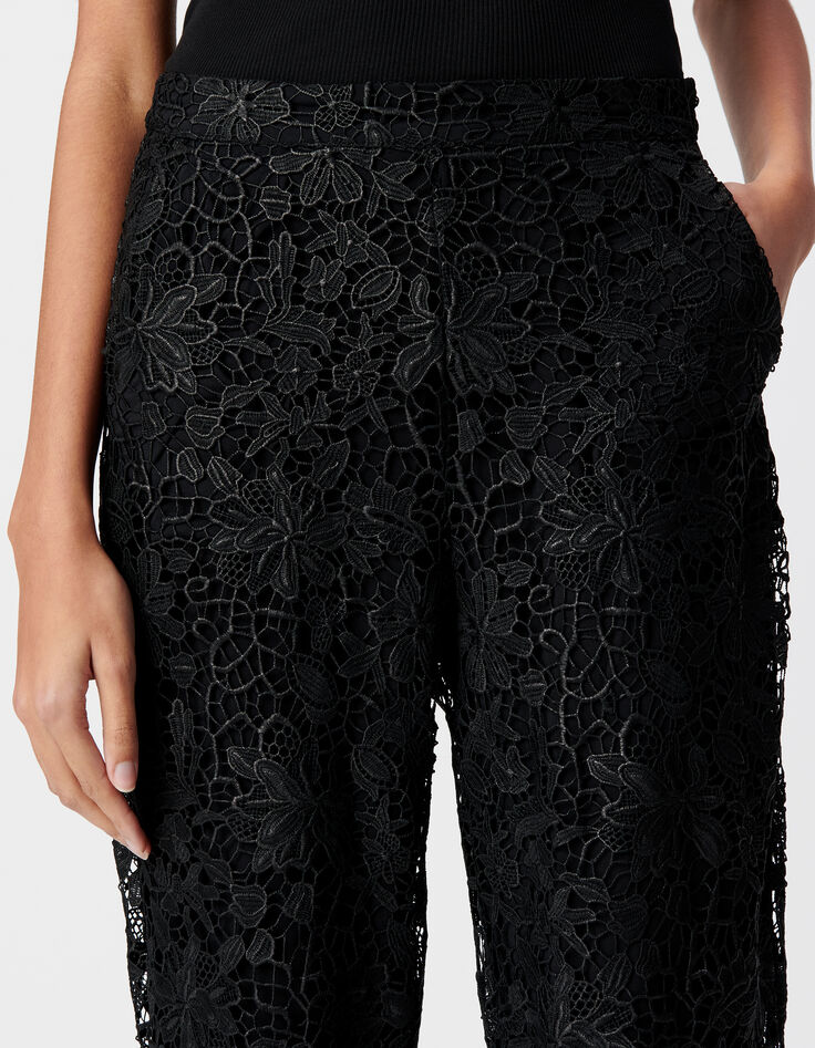 Pantalon noir tout dentelle Femme-4