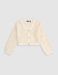Cardigan écru coton bio tricot ajouré fille-2