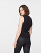 Women’s black braided neckline tailored waistcoat-3