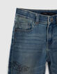 Blauwe upcycled STRAIGHT jeans met print jongens-2