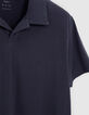 Polo marine L'Essentiel coton bio flamm&eacute; Homme-2