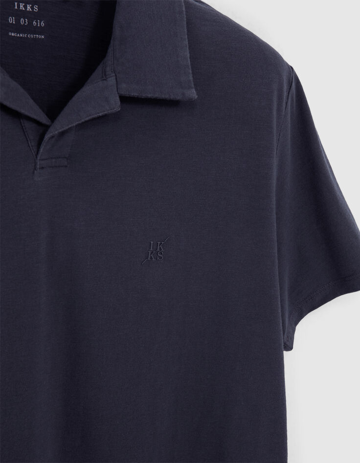 Polo marine L'Essentiel coton bio flamm&eacute; Homme-2