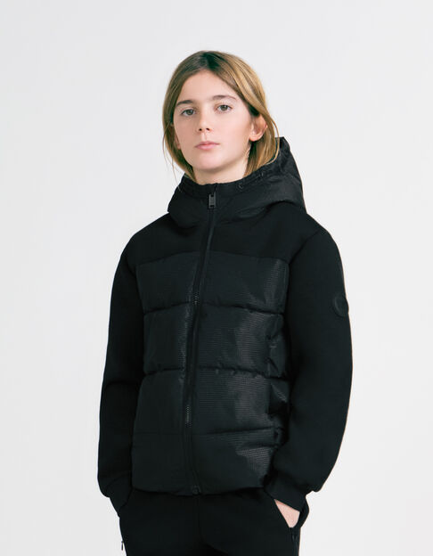 Boys’ black mixed fabric padded jacket - IKKS