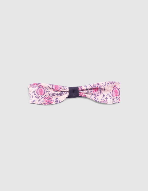 Bandeau réversible rose imprimé et marine bébé fille
