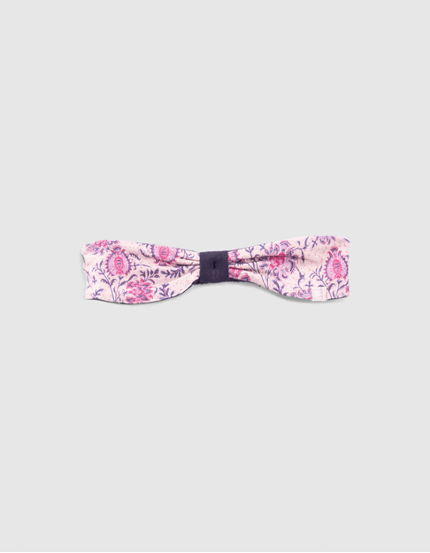 Baby girls’ navy/pink print reversible headband
