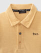 Boys’ wheat organic polo shirt with guitar on back -3