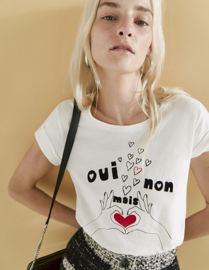 Camiseta algodón crudo motivo mensaje cápsula IKKS mujer - IKKS