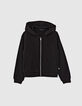 Schwarze Sweatstoff-Mädchenjacke mit Dschungel-Rock-Motiv-2