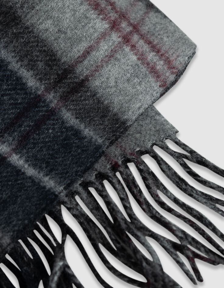 Grauer und schwarzer Herrenschal doppelseitiges Karomuster-5