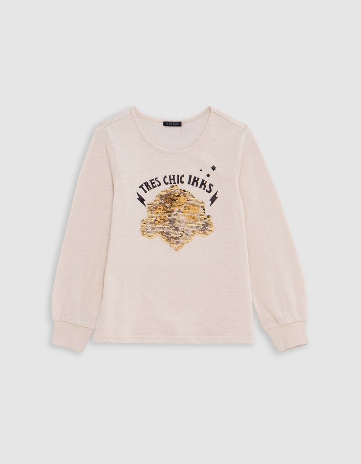 Camiseta crudo art déco lentejuelas reversibles niña-5 Camiseta crudo art déco lentejuelas reversibles niña-5