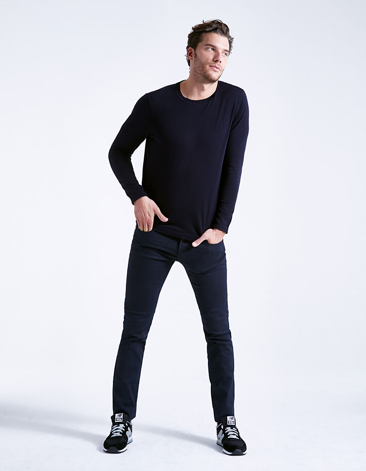 Pull marine à col rond Homme-6 Pull marine à col rond Homme-6