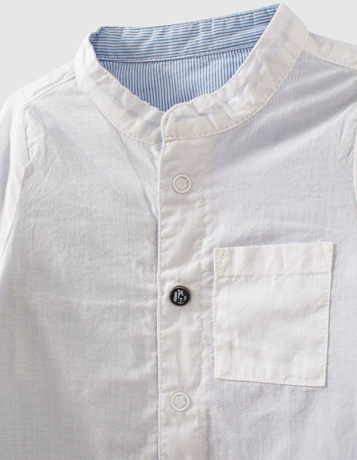 Baby boys’ white organic reversible shirt + blue stripes - IKKS