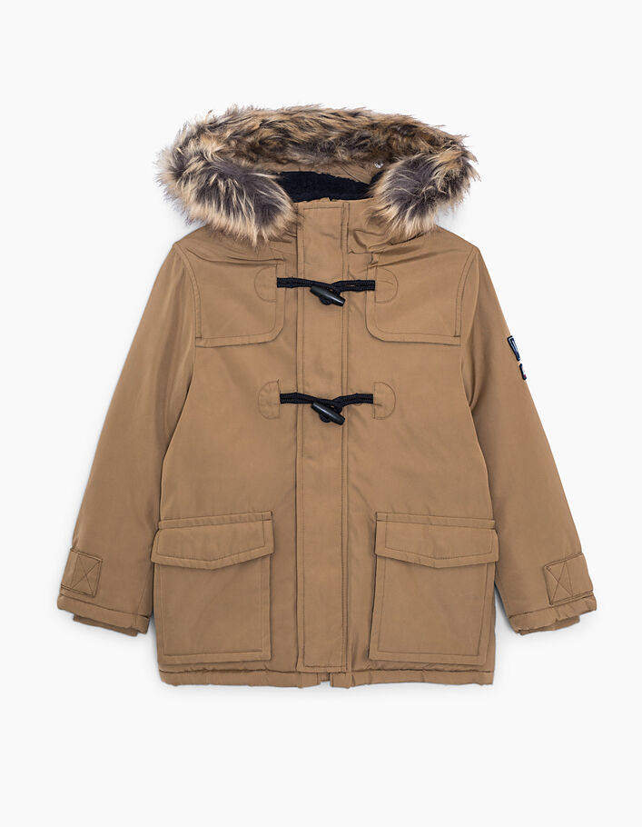 Boys’ camel fur-lined parka with toggles - IKKS