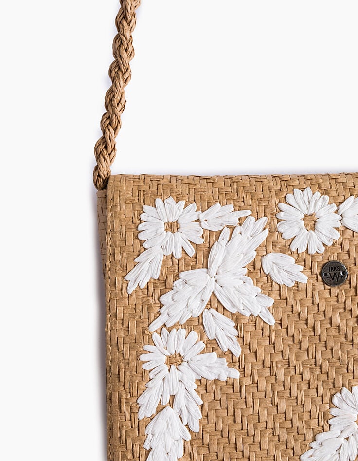 Sac pochette jaune claire façon paille fille-3