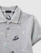 Lichtgrijze polo borduursels rock en sneakers -5