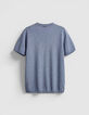 T-shirt col rond bleu coton modal Homme-5