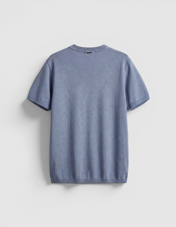 T-shirt col rond bleu coton modal Homme-5