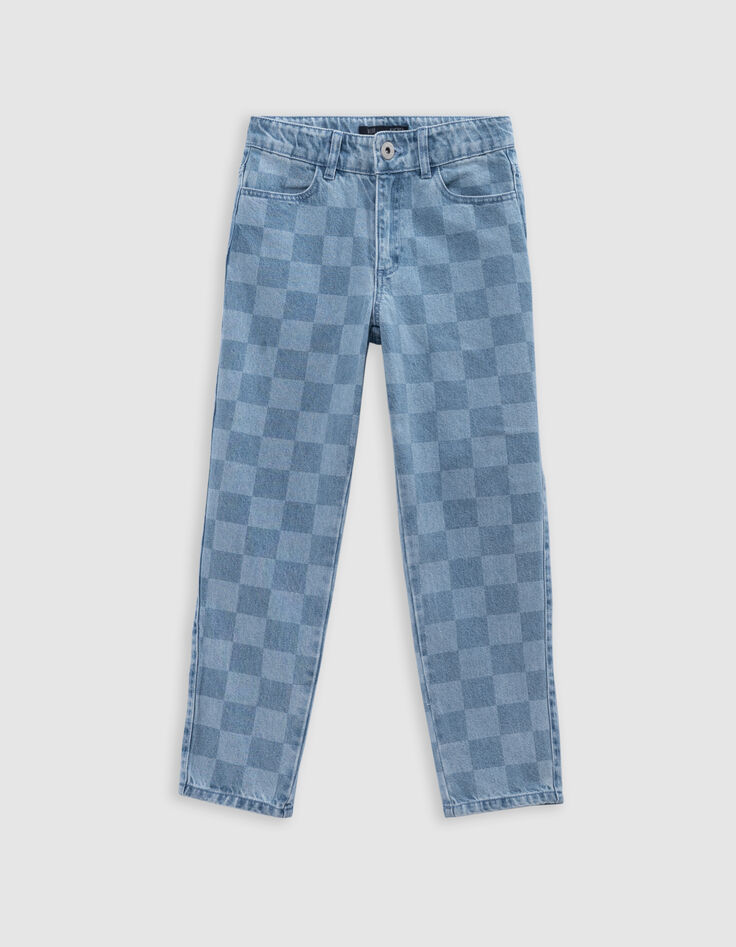 MOM blue jeans Waterless checkerboard pattern for girl-2