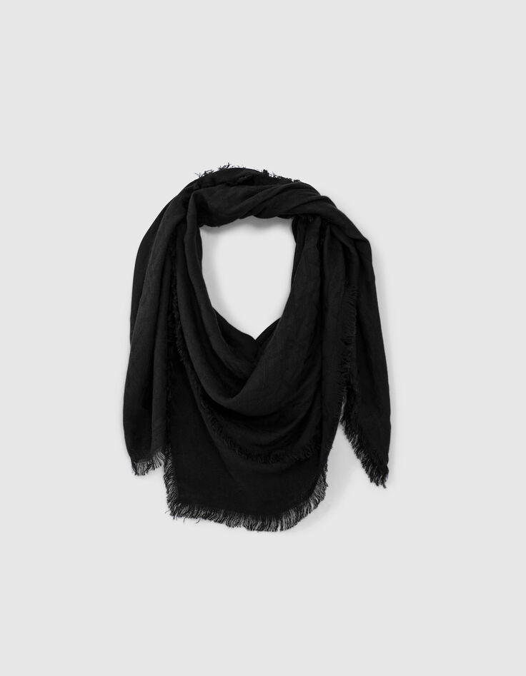 Women’s black IKKS monogram jacquard scarf-1