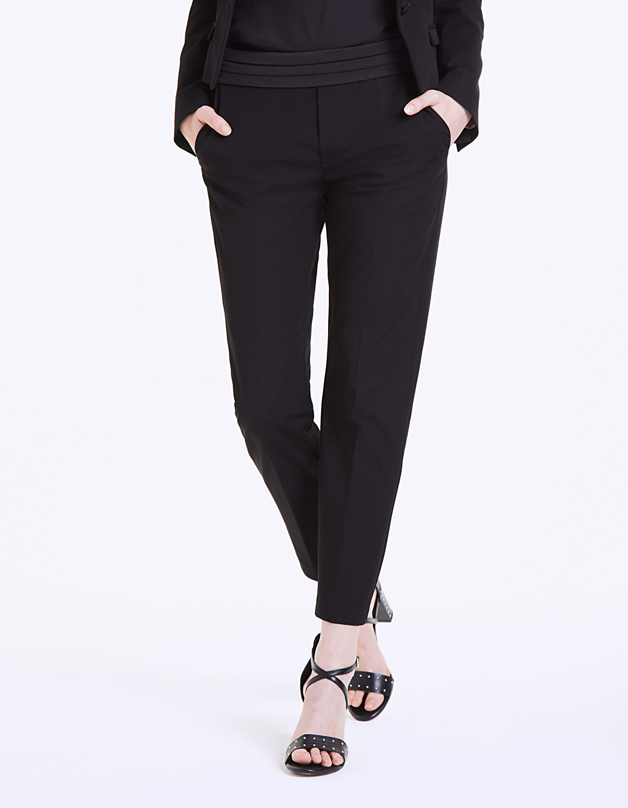 Black cotton cropped trousers sale