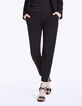 Pantalon cropped noir en coton stretch femme-2
