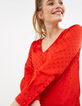 I.Code flame satin polka dot Jacquard blouse -2