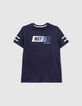 Navy T-shirt bio grijs gestreepte mouwen jongens-1