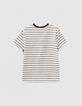 T-shirt écru à rayures noires garçon-2