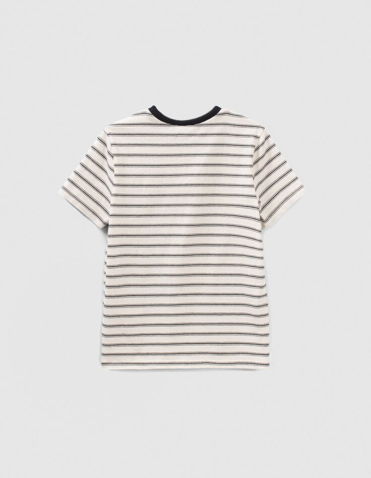 T-shirt écru à rayures noires garçon-2
