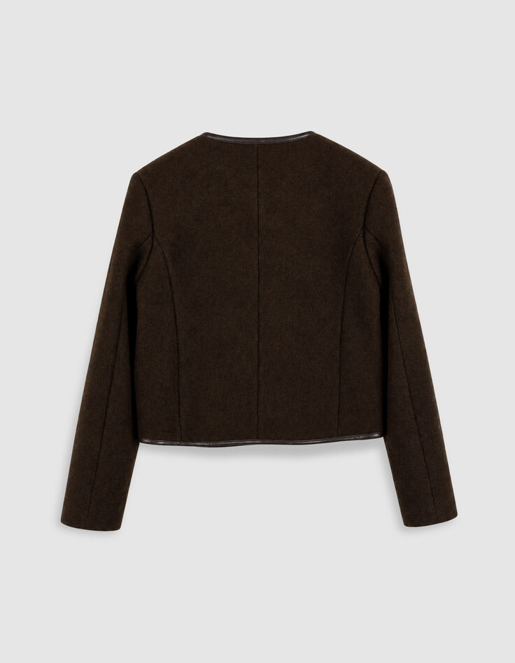 Veste marron lainage boutons militaires Femme-7