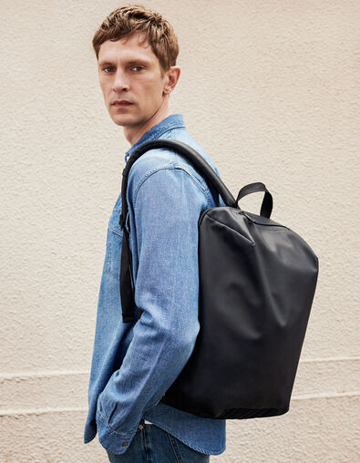 Schwarzer Nylon-Rucksack mit Wax-Effekt f&uuml;r Herren - IKKS