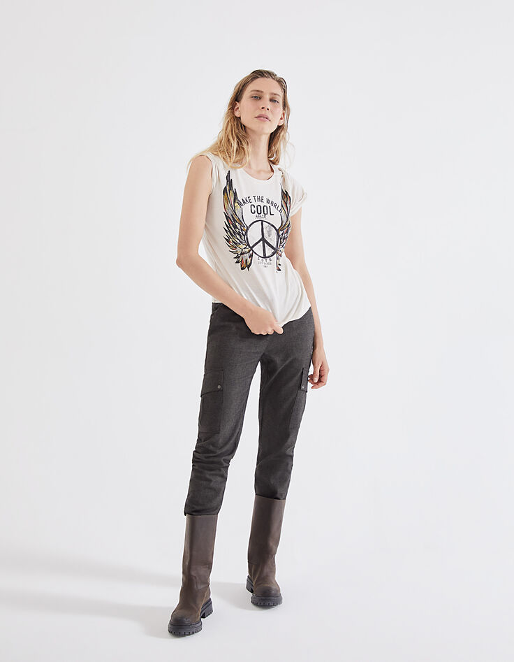 Damen-T-Shirt aus 100 % Baumwolle mit Peace-and-Love-Motiv-6