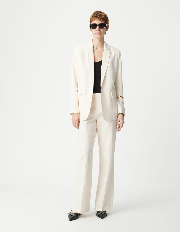 Veste de costume écrue lin et coton Femme