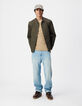Veste kaki toile col pressionn&eacute; Homme-2