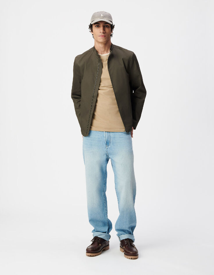 Veste kaki toile col pressionn&eacute; Homme-2