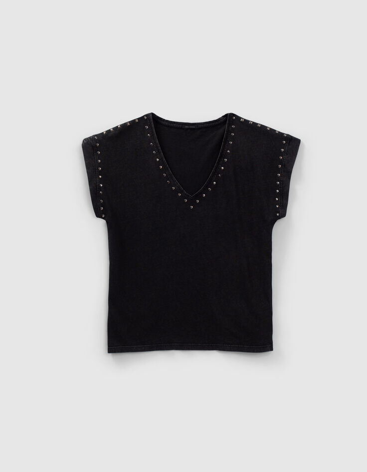 Camiseta negra acid wash tachuelas mujer-5