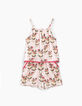 Combi short rose pâle imprimé palmiers fille-1