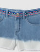 Jeansshort deep dye waterless geborduurde taille meisjes-2