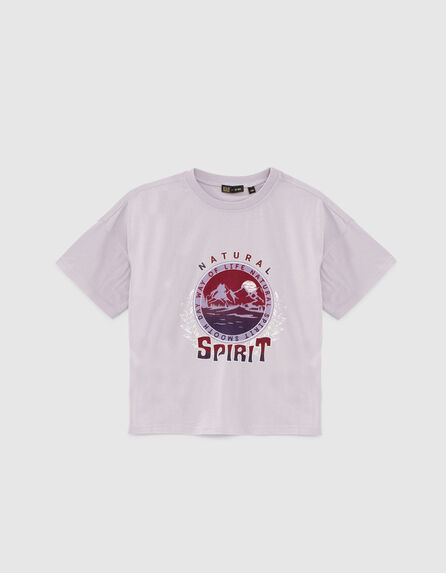 Girls’ wisteria mountain image oversize T-shirt