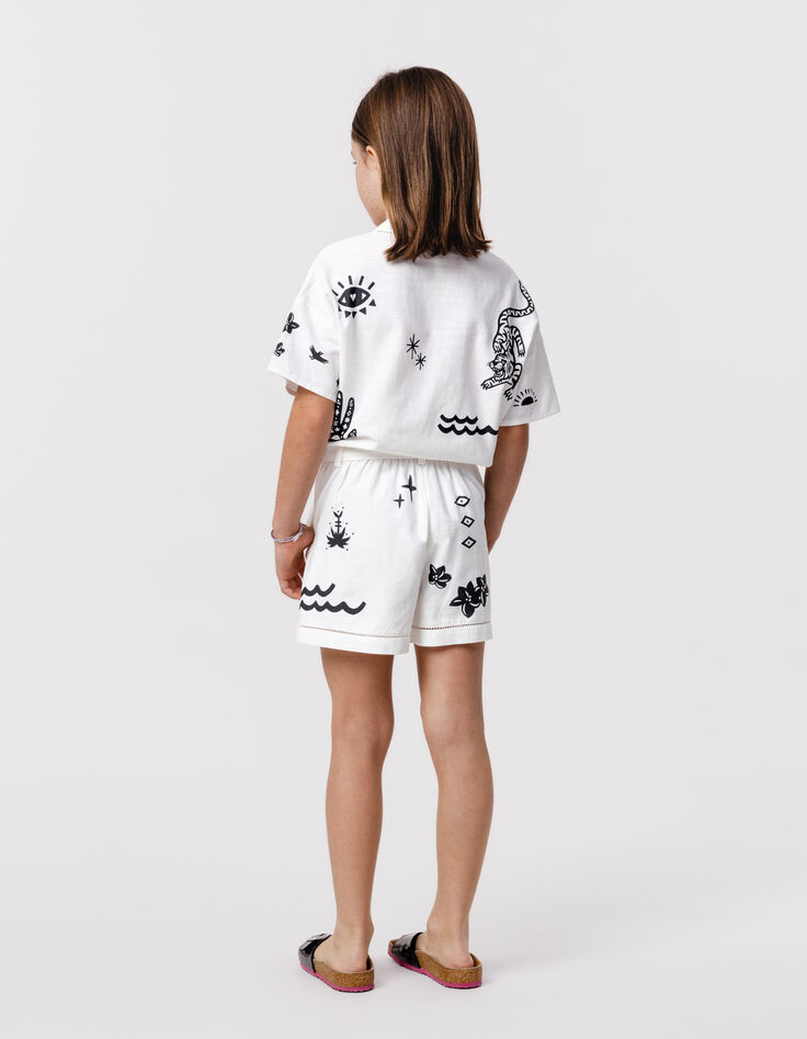 Short blanc imprimé maxi motifs fille-2