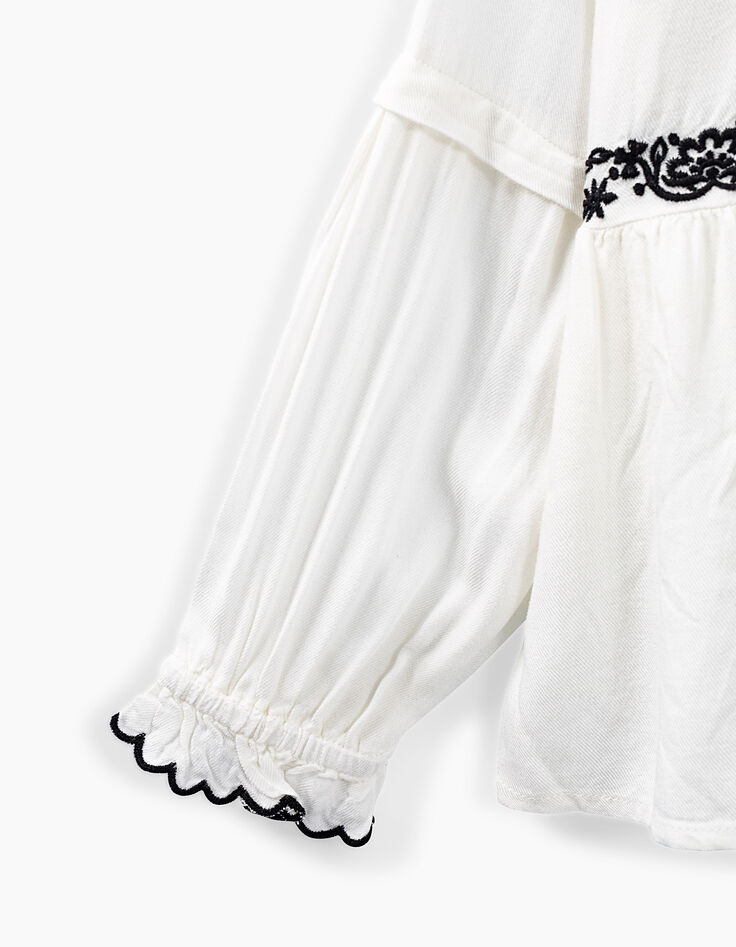 Girls’ off-white shirt with black embroidery-6