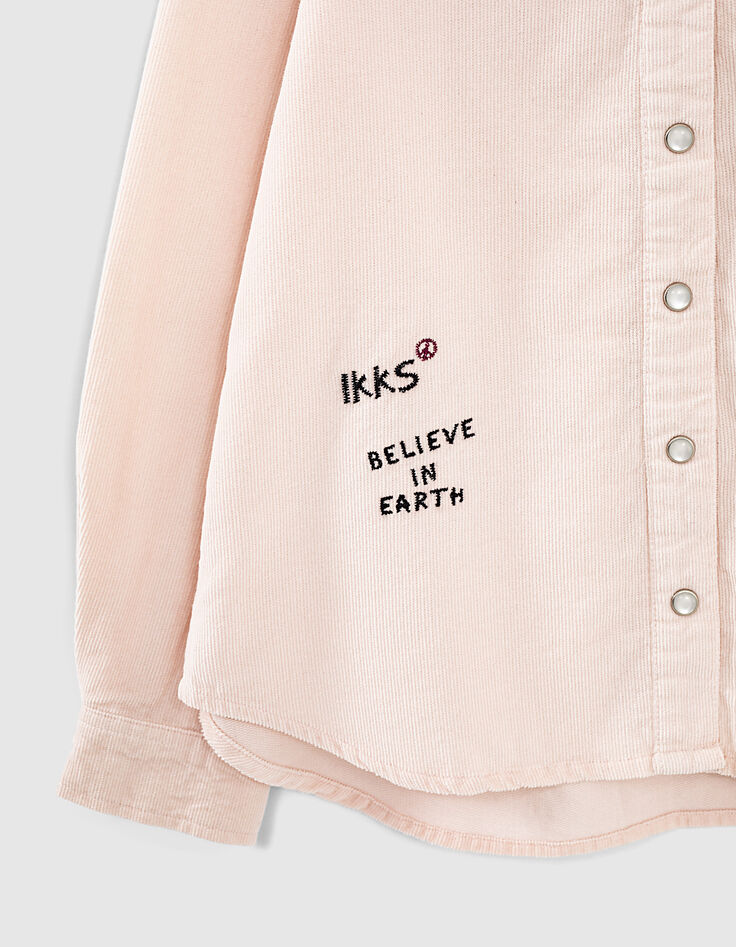 Camisa rosa pálido de pana fina bordada niña-6